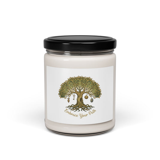 Soy Candle — "Embrace Your Path" Tree of Life Scented Candle, 9oz - Native Salt Scrubs