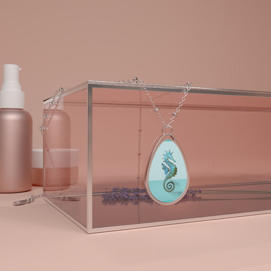 Seahorse Beach Oval Necklace – Ocean-Inspired Pendant Jewelry - Native Salt Scrubs