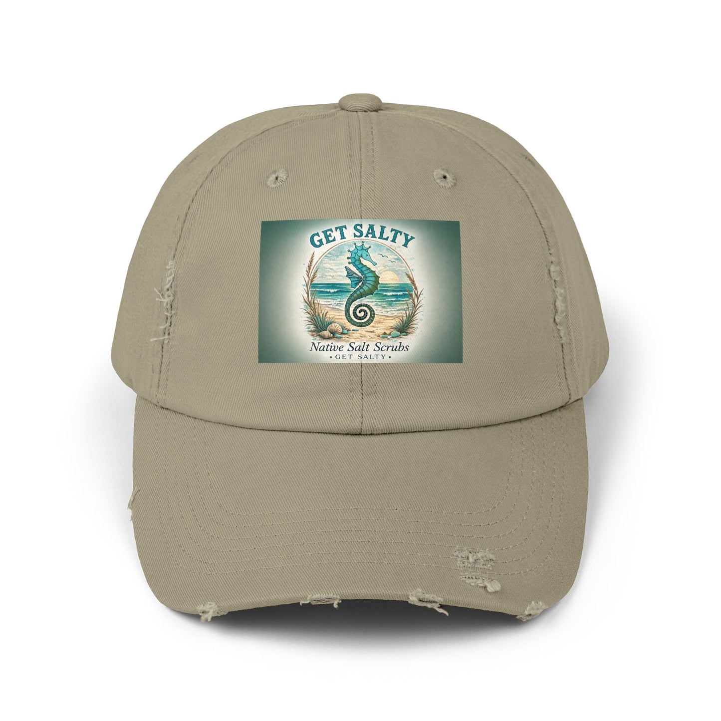 Get Salty Seahorse Distressed Cap - Native Salt Scrubs