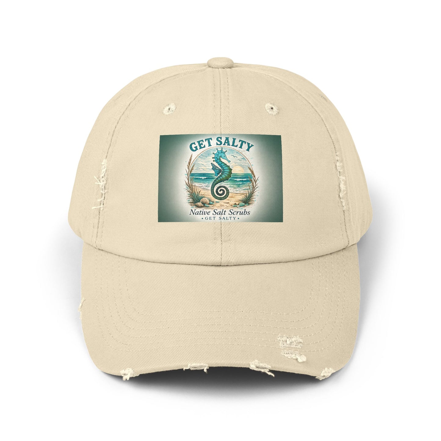 Get Salty Seahorse Distressed Cap - Native Salt Scrubs