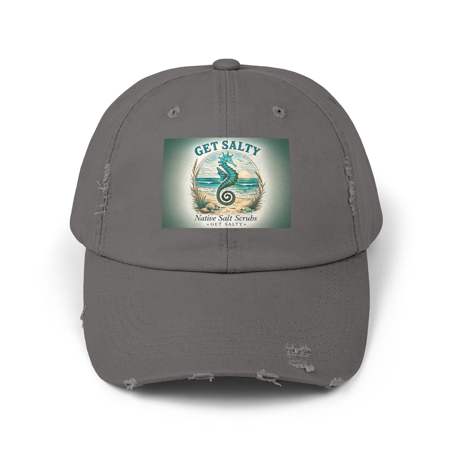 Get Salty Seahorse Distressed Cap - Native Salt Scrubs