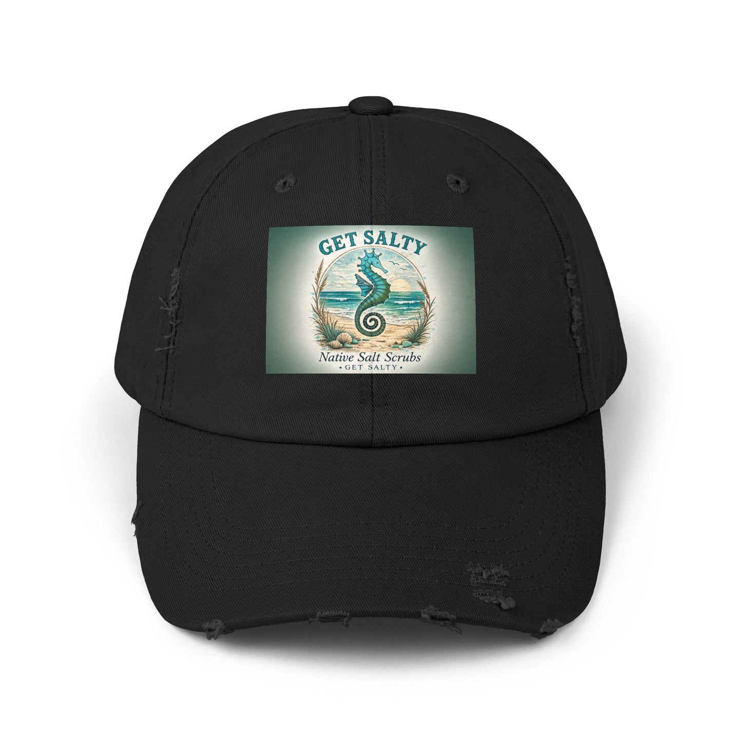 Get Salty Seahorse Distressed Cap - Native Salt Scrubs