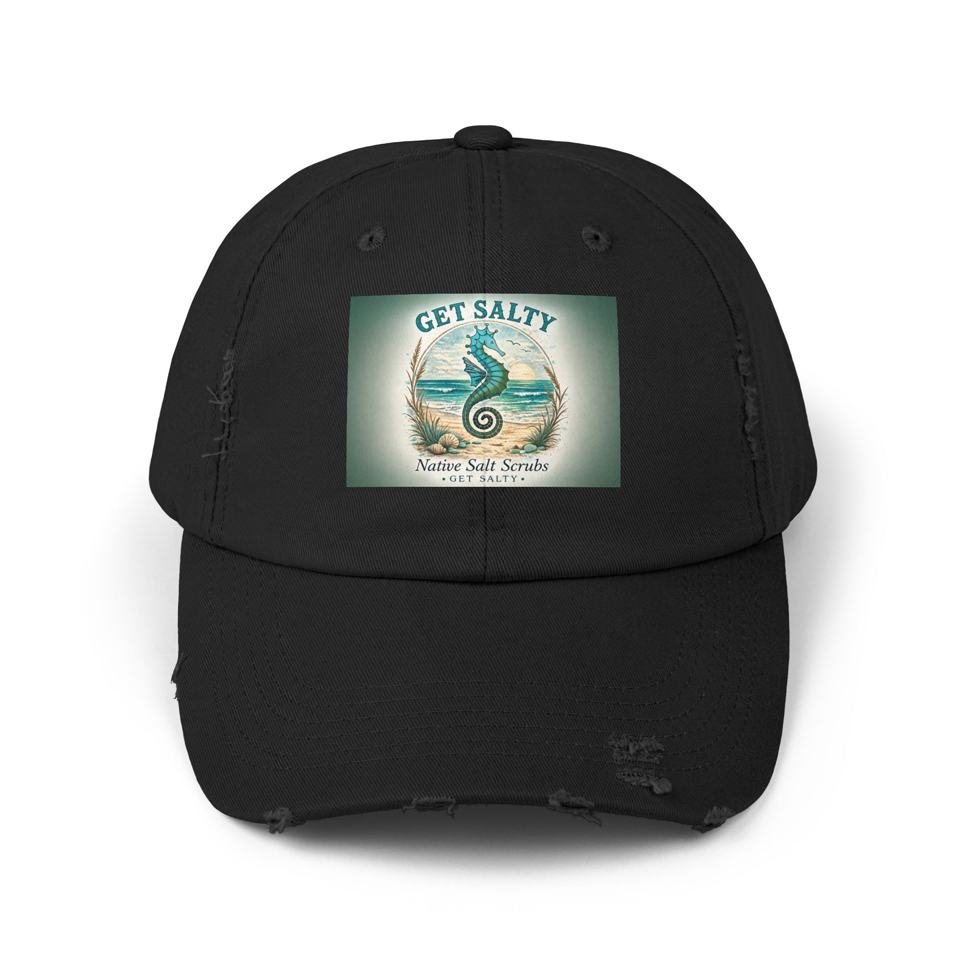 Get Salty Seahorse Distressed Cap - Native Salt Scrubs