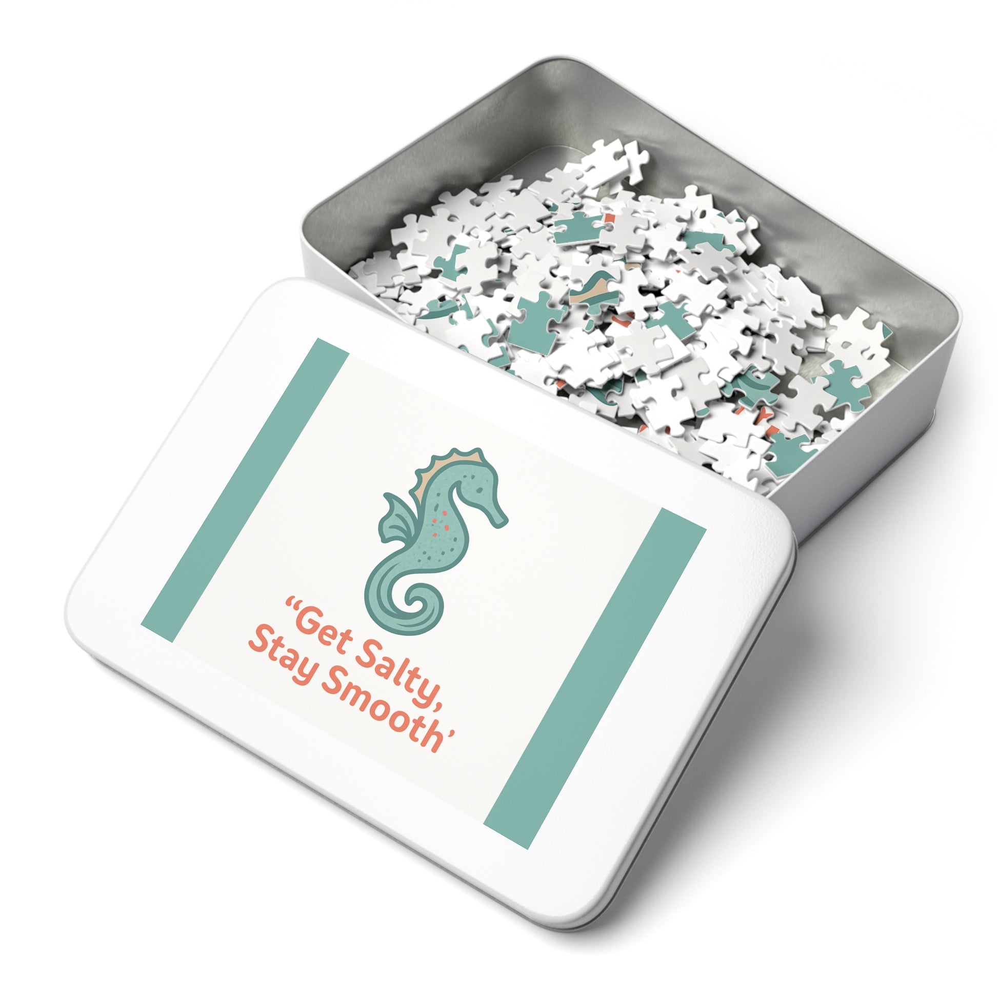 Seahorse Puzzle Tin – “Get Salty, Stay Smooth” 252-Piece Jigsaw Gift - Native Salt Scrubs