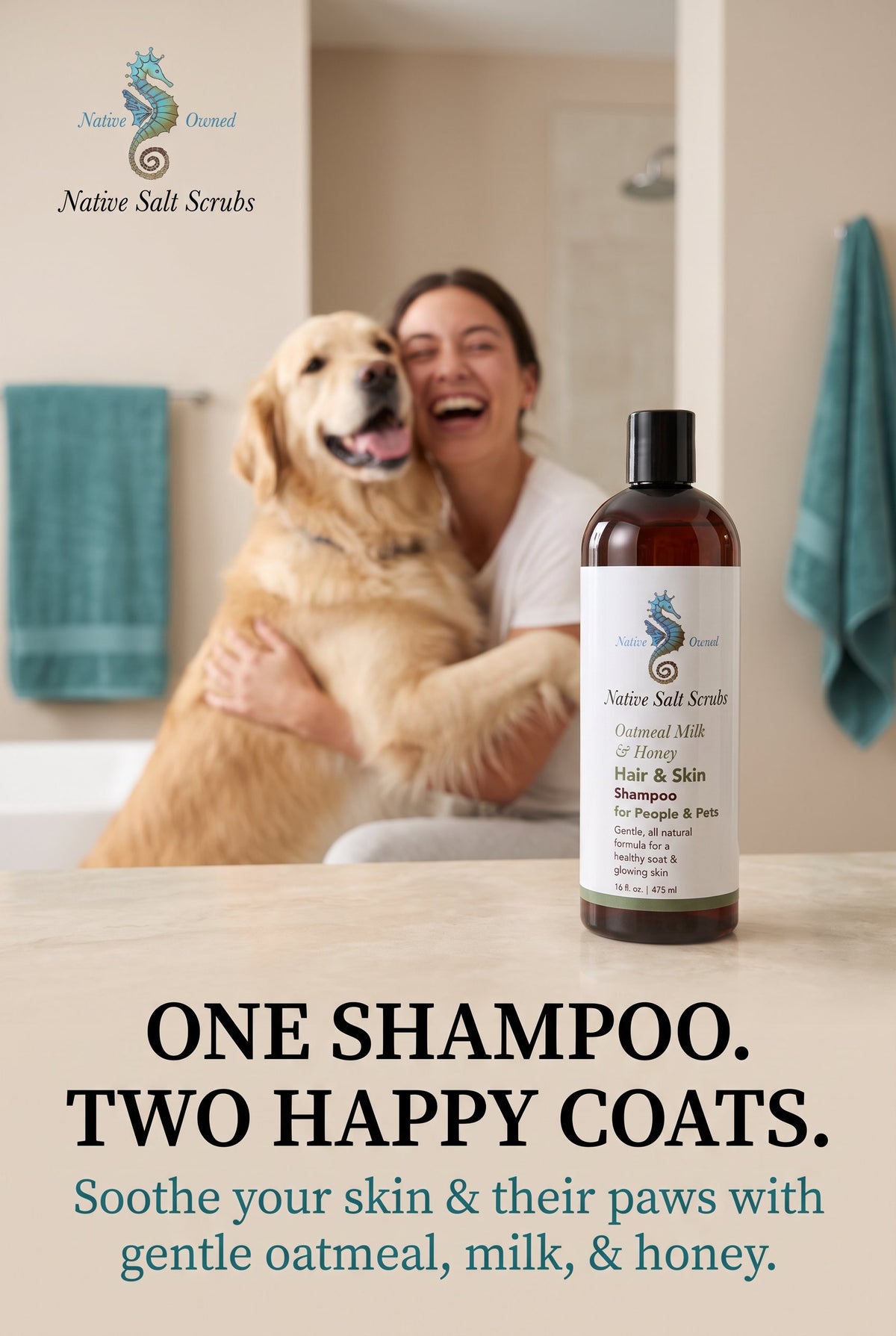 Hair & Skin Shampoo for People & Pets - Native Salt Scrubs