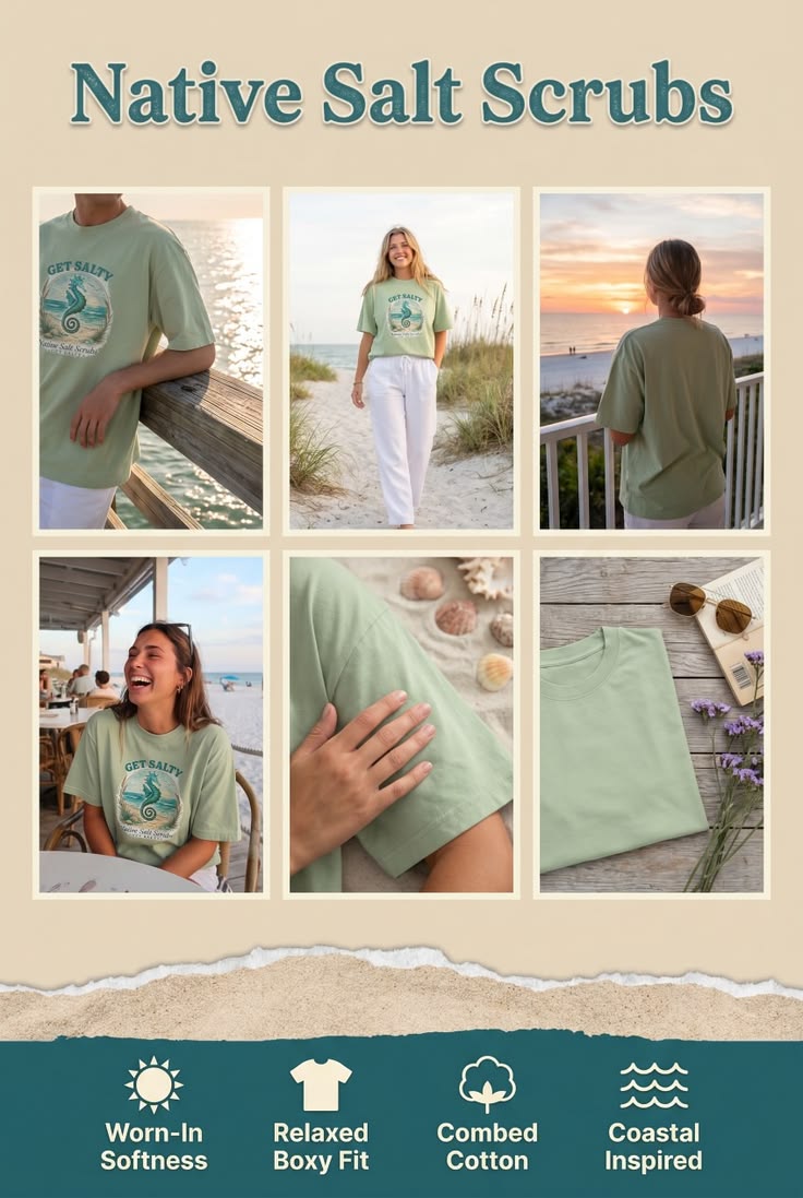 Beach Vibes Tee — Fun Inspiring Coastal Graphic T-Shirt - Native Salt Scrubs