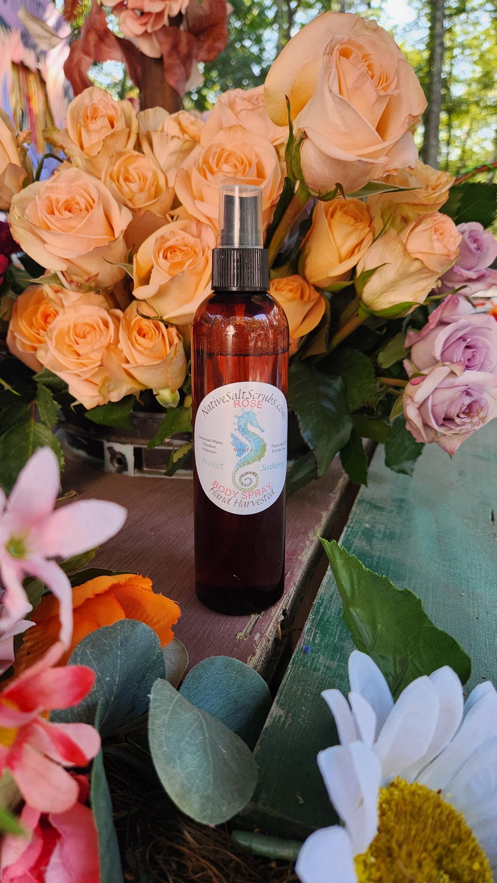Rose Body Spray Mist, Hydrating Clear Body and Hair Refresh - Native Salt Scrubs