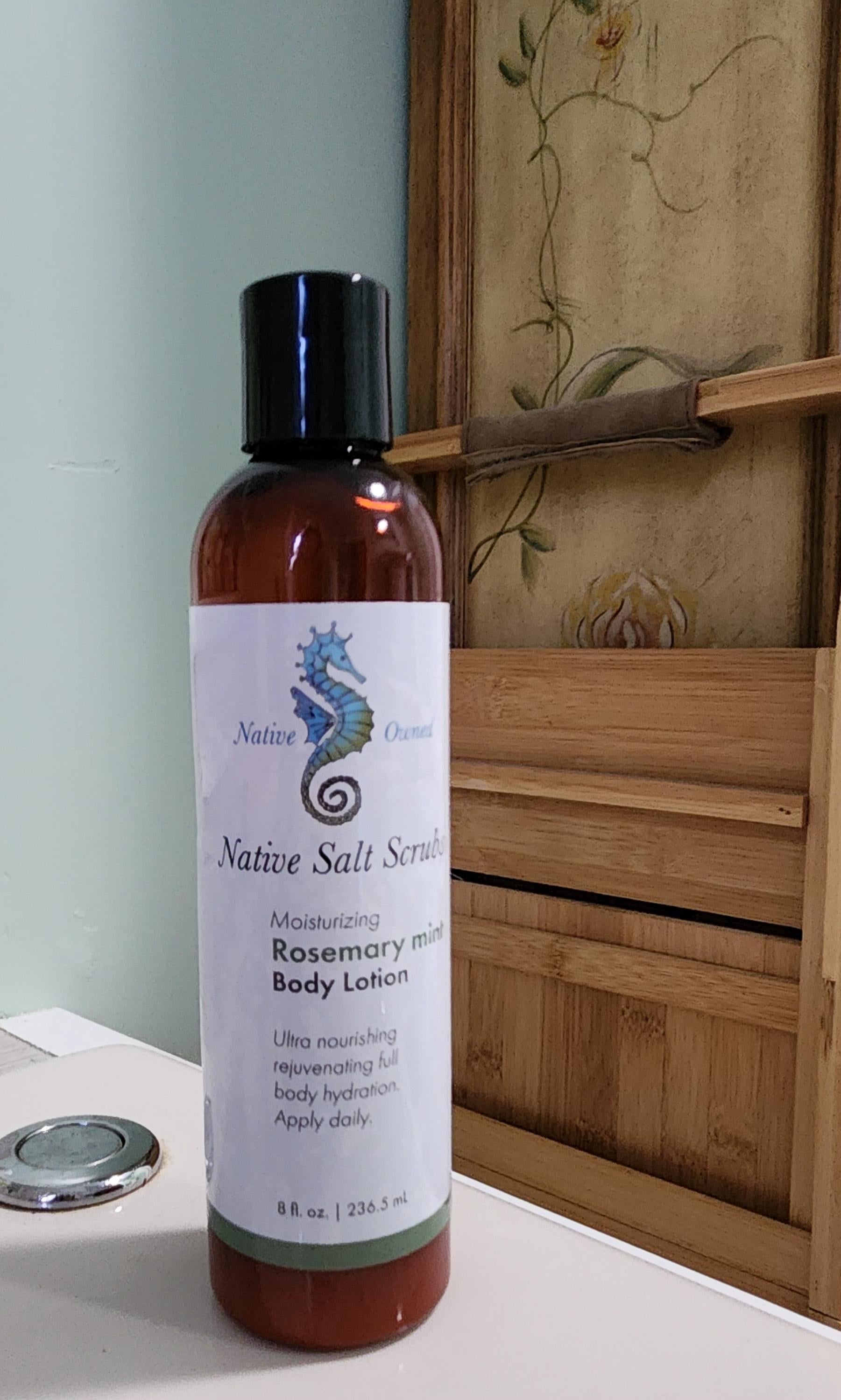 Rosemary Mint Body Lotion with Aloe & Jojoba, Organic, Cruelty Free - Native Salt Scrubs
