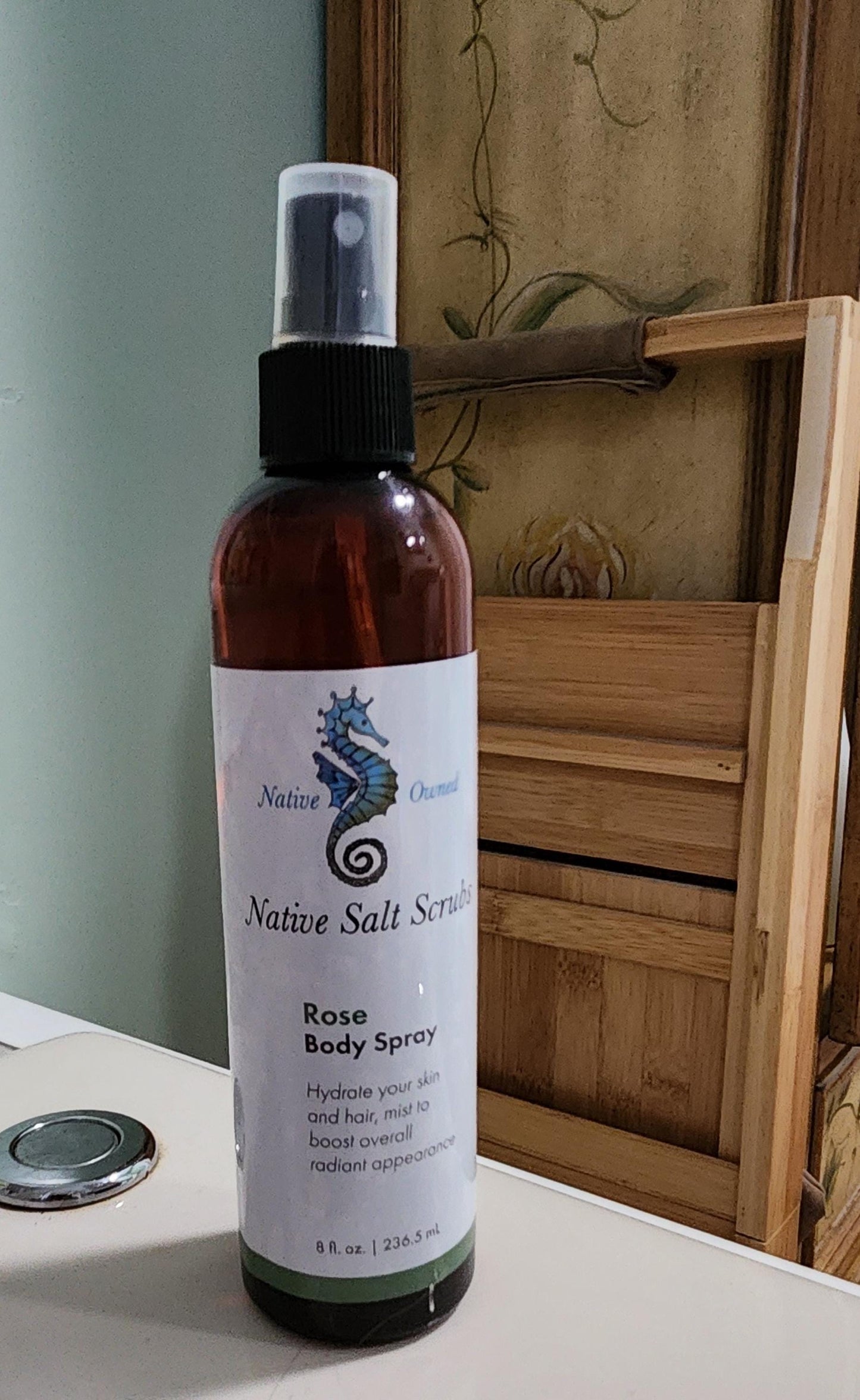 Rose Body Spray Mist, Hydrating Clear Body and Hair Refresh - Native Salt Scrubs